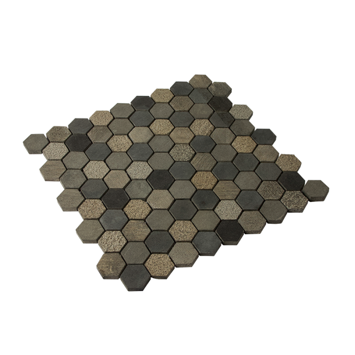 MOSAIKPRØVE HEXAGON LAVA STONE GREY